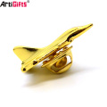 High quality cheap gold plated airplane lapel pin badge custom